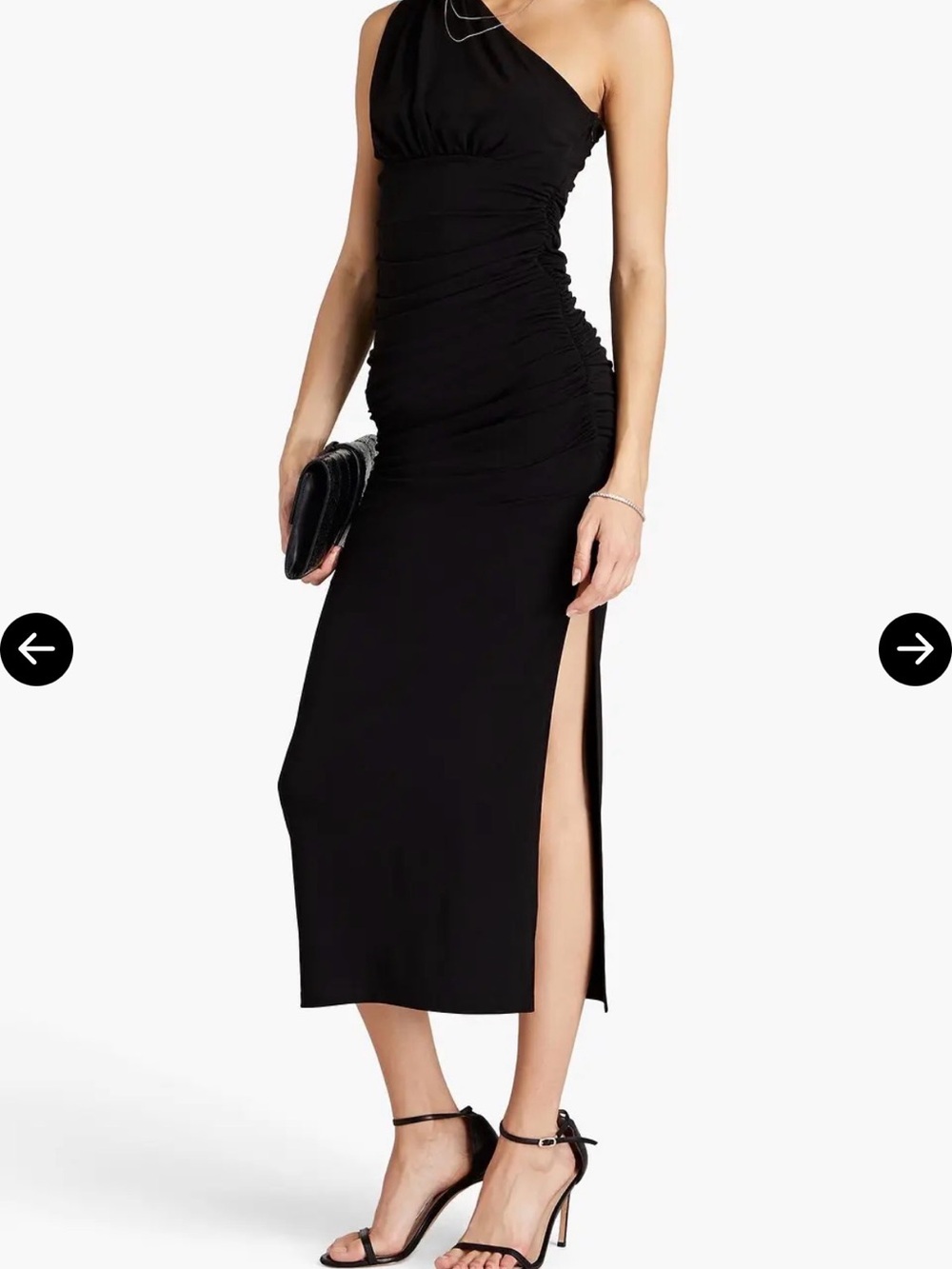 Herve Leger Black One-Shoulder Ruched Midi Dress NWOT . Never worn.